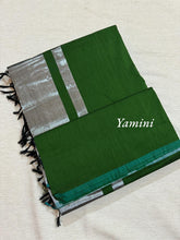 Yamini Pure Cotton Saree with Silver Pallu and Contrast Border - Kaithari Nesavu Sarees