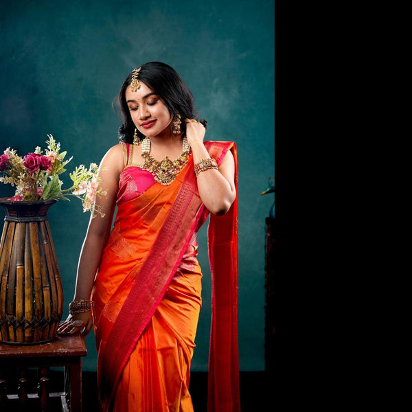 Semi Silk Saree with Contrast Mango Border and Annam Butta - Kaithari Nesavu Sarees