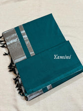 Yamini Pure Cotton Saree with Silver Pallu and Contrast Border - Kaithari Nesavu Sarees