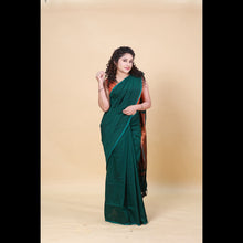 Jhanvi Pure Cotton Saree with Copper Zari Pallu and Contrast Border