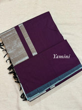 Yamini Pure Cotton Saree with Silver Pallu and Contrast Border - Kaithari Nesavu Sarees