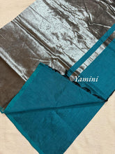 Yamini Pure Cotton Saree with Silver Pallu and Contrast Border - Kaithari Nesavu Sarees