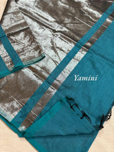 Yamini Pure Cotton Saree with Silver Pallu and Contrast Border - Kaithari Nesavu Sarees