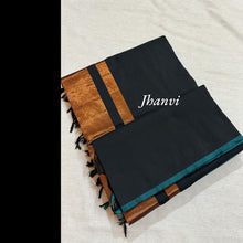 Jhanvi Pure Cotton Saree with Copper Zari Pallu and Contrast Border