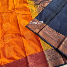 Semi Silk Saree with Contrast Mango Border and Annam Butta - Kaithari Nesavu Sarees