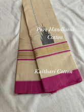 Handloom Cotton Sarees with Gold Zari Lines and Temple Designs