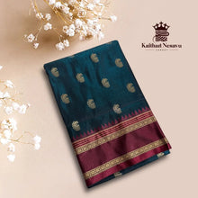 Dual Shaded Art Silk Saree with Peacock Butta & Temple Border – Contrast Pallu & Blouse