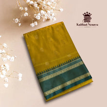 Dual Shaded Art Silk Saree with Peacock Butta & Temple Border – Contrast Pallu & Blouse