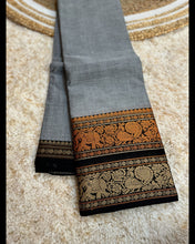 Kanchi Premium Chettinad Cotton Temple Wear Saree – Stripe Pallu & Big Border (Without Blouse)