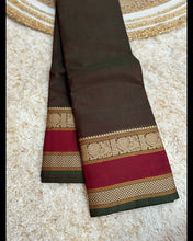 Kanchi Premium Chettinad Cotton Temple Wear Saree – Stripe Pallu & Big Border (Without Blouse)