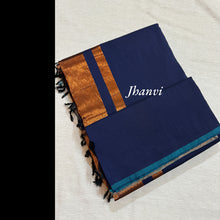 Jhanvi Pure Cotton Saree with Copper Zari Pallu and Contrast Border