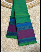 Kanchi Premium Chettinad Cotton Temple Wear Saree – Stripe Pallu & Big Border (Without Blouse)