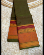 Kanchi Premium Chettinad Cotton Temple Wear Saree – Stripe Pallu & Big Border (Without Blouse)