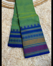 Kanchi Premium Chettinad Cotton Temple Wear Saree – Stripe Pallu & Big Border (Without Blouse)