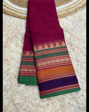 Kanchi Premium Chettinad Cotton Temple Wear Saree – Stripe Pallu & Big Border (Without Blouse)