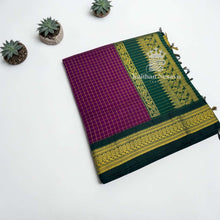 Premium Checked Peacock Design Pure Cotton Saree