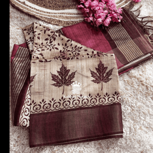 Red Wine Premium Semi Ghicha Saree with Artistic Digital Print – Statement Ethnic Wear from Kaithari Nesavu for Traditional Events