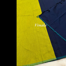 Reef gold pure cotton handloom saree with contrast pallu and same pallu-colored blouse – exclusive Kaithari Nesavu saree for traditional events and everyday Wear.