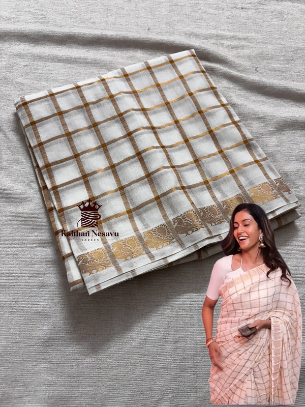 Bharathi Kannamma Roshni White Saree with Annam Border – Onam Special Collection