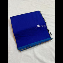 Royal Blue Pure Cotton Saree with Subtle Copper Zari Pallu – Classic and Elegant Saree by Kaithari Nesavu, Perfect for Every Occasion.