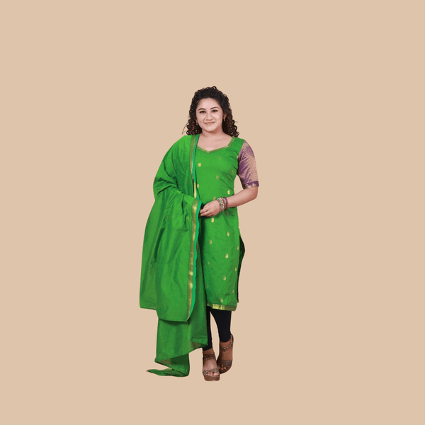 Purchase Kaithari Nesavu Thara design salwar suit in Green - Order Today