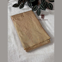 Traditional Arani saree with Kantha stitch temple lines, semi soft silk material, plain blouse.