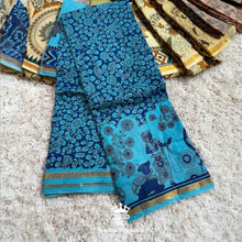 Blue Chanderi Cotton Kalamkari Print Saree by Kaithari Nesavu – Breathable Handloom Summer Wear – Buy Now at ₹1099