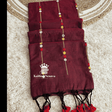 Shop Maroon Pure 120 Count Mul Cotton Saree with Floral Embroidery and Beautiful Tassels - Premium Ethnic Saree at ₹980 - Kaithari Nesavu