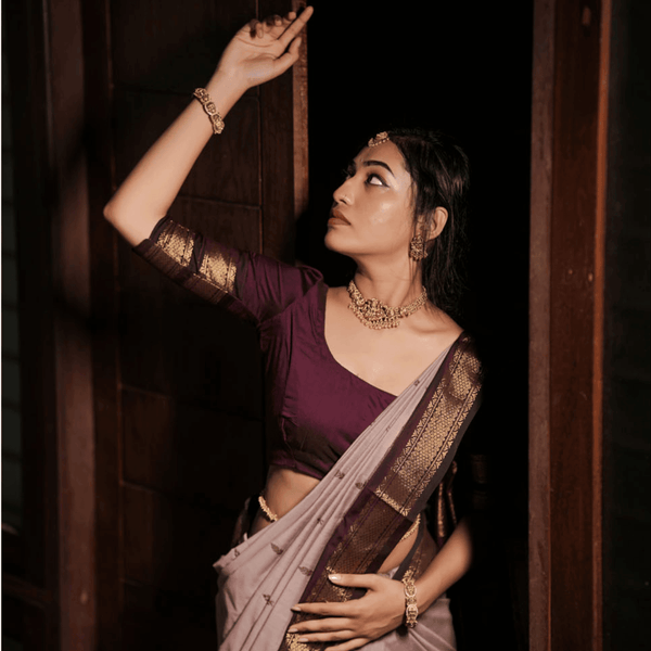 Sundari Signature bold gold color saree - perfect for pre-wedding photoshoot