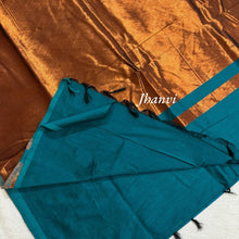 Teal Jhanvi Pure Cotton Saree with Copper Zari Pallu – Premium Soft Cotton Saree by Kaithari Nesavu with Matching Blouse, Perfect for Elegant Daily Wear.