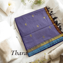 Kaithari Nesavu Thara: Golden Glamour Cotton Saree - Lavender with Maroon Pallu Saree