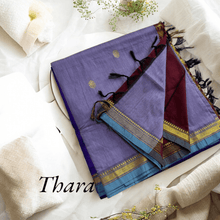 Kaithari Nesavu Thara: Golden Glamour Cotton Saree - Lavender with Maroon Saree
