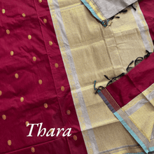 Kaithari Nesavu Thara: Golden Glamour Cotton Saree - Maroon with Grey pallu Sarees