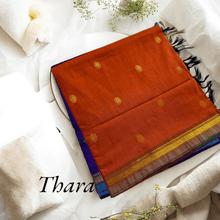 Kaithari Nesavu Thara: Golden Glamour Cotton Saree - Orange Saree