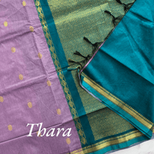 Thara: Shine in Gold - Zari Embellished Cotton Saree - Peach with TealGreen Pallu Saree