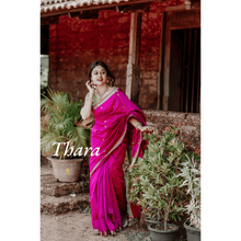 Kaithari Nesavu Thara: Golden Glamour Cotton Saree - Pink with Lemon Gold Saree