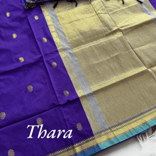 Kaithari Nesavu Thara: Golden Glamour Cotton Saree - Vilot with Grey Pallu Saree