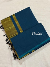 Thulasi Pure Cotton Saree with Gold Pallu and Contrast Border - Kaithari Nesavu Sarees