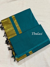 Thulasi Pure Cotton Saree with Gold Pallu and Contrast Border - Kaithari Nesavu Sarees