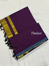 Thulasi Pure Cotton Saree with Gold Pallu and Contrast Border - Kaithari Nesavu Sarees