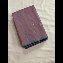 Twilight lavender Vimala pure cotton saree with soft handloom finish, contrast pallu and blouse – stylish cotton saree for summer and everyday use by Kaithari Nesavu.