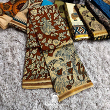 Chanderi Cotton Kalamkari Print Saree with Contrast Blouse