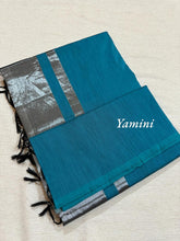 Yamini Pure Cotton Saree with Silver Pallu and Contrast Border - Kaithari Nesavu Sarees
