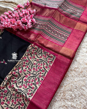 Cranberry Pink Ghicha Tussar Saree with Modern Digital Prints – Sophisticated and Stylish Saree by Kaithari Nesavu for Festive Styling.