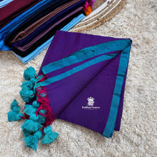 Order Blueish-purple Mul Cotton Kaithari Nesavu Saree Online – Elegant Cotton Saree for Summer, now for just Rs.950.