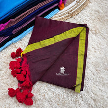 Shop Dark Brown Mul Cotton Kaithari Nesavu Saree – Stylish and Light Cotton Saree for just Rs.950. Mul Cotton by Kaithari Nesavu for Summer.