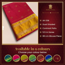 Dual Shaded Art Silk Saree with Contrast Pallu – Elegant Traditional Wear – available in 9 colours
