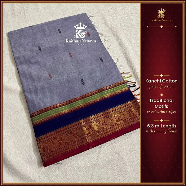 Festival Special Traditional Kanchi Cotton Saree – Pure Soft Cotton with Running Blouse – Kaithari Nesavu