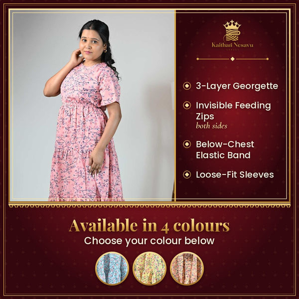 Georgette 3-Layer Maternity Feeding Dress – available in 4 colours
