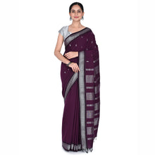 Elegant pallu view of Jamoon cotton saree with Kolam design